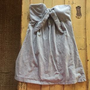 BRANDY MELVILLE POOF GRAY STRETCH KNOT FRONT STRAPLESS TUBE TOP M